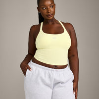Mellow™ Rib Racer Back Mid Tank Top with Built in Bra Shelf | Pastel Yellow