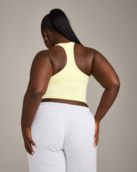 Mellow™ Rib Racer Back Mid Tank Top with Built in Bra Shelf | Pastel Yellow