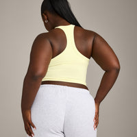Mellow™ Rib Racer Back Mid Tank Top with Built in Bra Shelf | Pastel Yellow