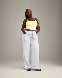 Mellow™ Rib Racer Back Mid Tank Top with Built in Bra Shelf | Pastel Yellow