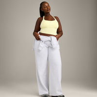 Mellow™ Rib Racer Back Mid Tank Top with Built in Bra Shelf | Pastel Yellow