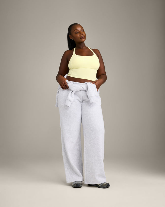 Mellow™ Rib Racer Back Mid Tank Top with Built in Bra Shelf | Pastel Yellow