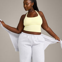 Mellow™ Rib Racer Back Mid Tank Top with Built in Bra Shelf | Pastel Yellow
