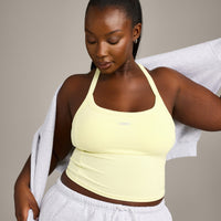 Mellow™ Rib Racer Back Mid Tank Top with Built in Bra Shelf | Pastel Yellow