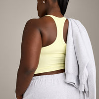 Mellow™ Rib Racer Back Mid Tank Top with Built in Bra Shelf | Pastel Yellow