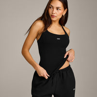 Mellow™ Rib Racer Back Tank Top with Built in Bra Shelf | Black