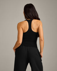 Mellow™ Rib Racer Back Tank Top with Built in Bra Shelf | Black