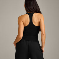 Mellow™ Rib Racer Back Tank Top with Built in Bra Shelf | Black