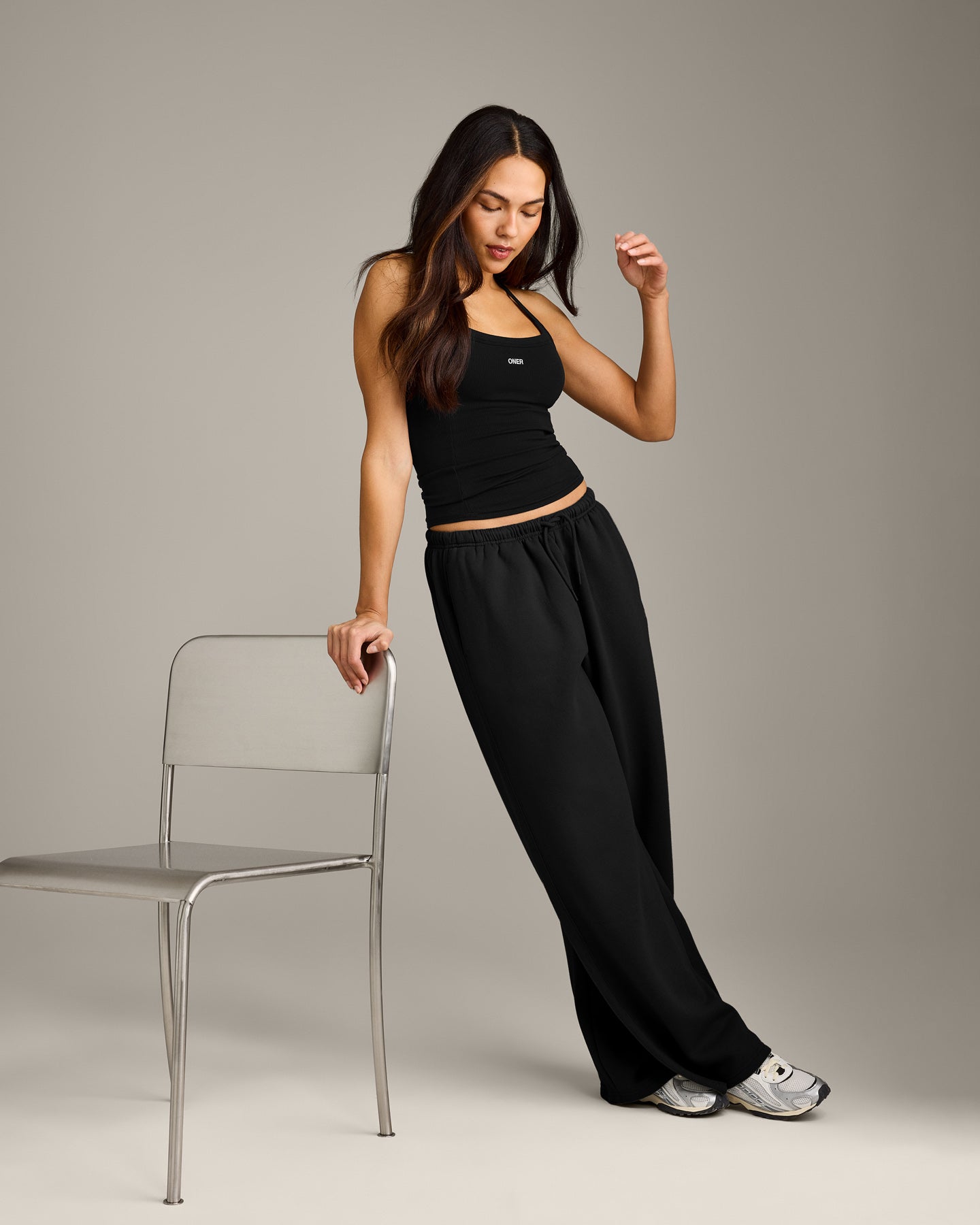 Mellow™ Rib Racer Back Tank Top with Built in Bra Shelf | Black