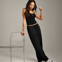 Mellow™ Rib Racer Back Tank Top with Built in Bra Shelf | Black