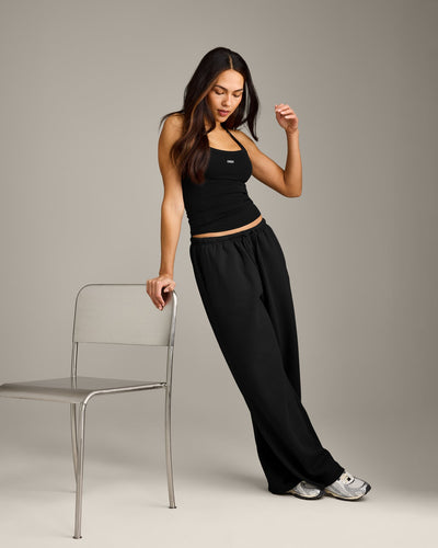 Mellow™ Rib Racer Back Tank Top with Built in Bra Shelf | Black