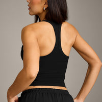Mellow™ Rib Racer Back Tank Top with Built in Bra Shelf | Black