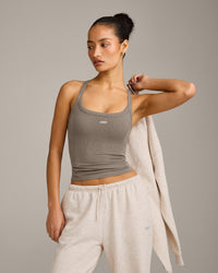 Mellow™ Rib Racer Back Tank Top with Built in Bra Shelf | Warm Minky