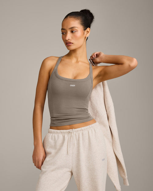 Mellow™ Rib Racer Back Tank Top with Built in Bra Shelf | Warm Minky