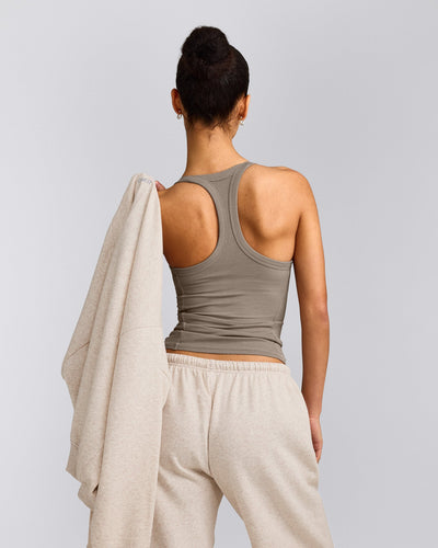 Mellow™ Rib Racer Back Tank Top with Built in Bra Shelf | Warm Minky