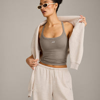 Mellow™ Rib Racer Back Tank Top with Built in Bra Shelf | Warm Minky