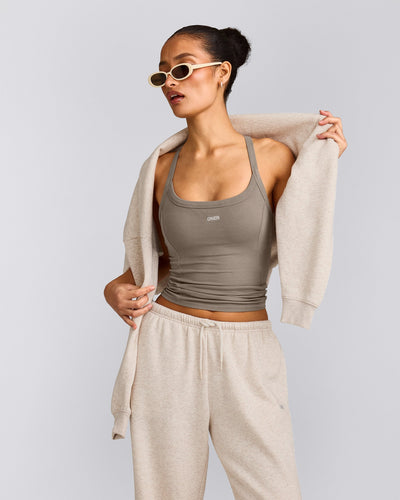 Mellow™ Rib Racer Back Tank Top with Built in Bra Shelf | Warm Minky