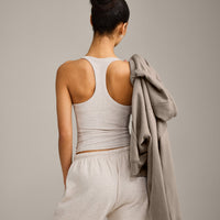 Mellow™ Rib Racer Back Tank Top with Built in Bra Shelf | Oat Marl