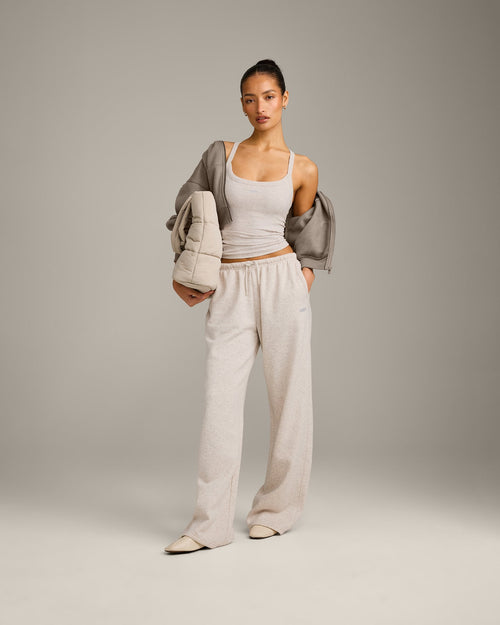 Mellow™ Rib Racer Back Tank Top with Built in Bra Shelf | Oat Marl