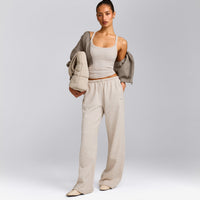 Mellow™ Rib Racer Back Tank Top with Built in Bra Shelf | Oat Marl