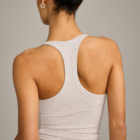 Mellow™ Rib Racer Back Tank Top with Built in Bra Shelf | Oat Marl