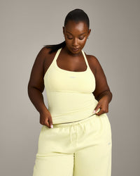 Mellow™ Rib Racer Back Tank Top with Built in Bra Shelf | Pastel Yellow