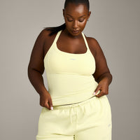 Mellow™ Rib Racer Back Tank Top with Built in Bra Shelf | Pastel Yellow
