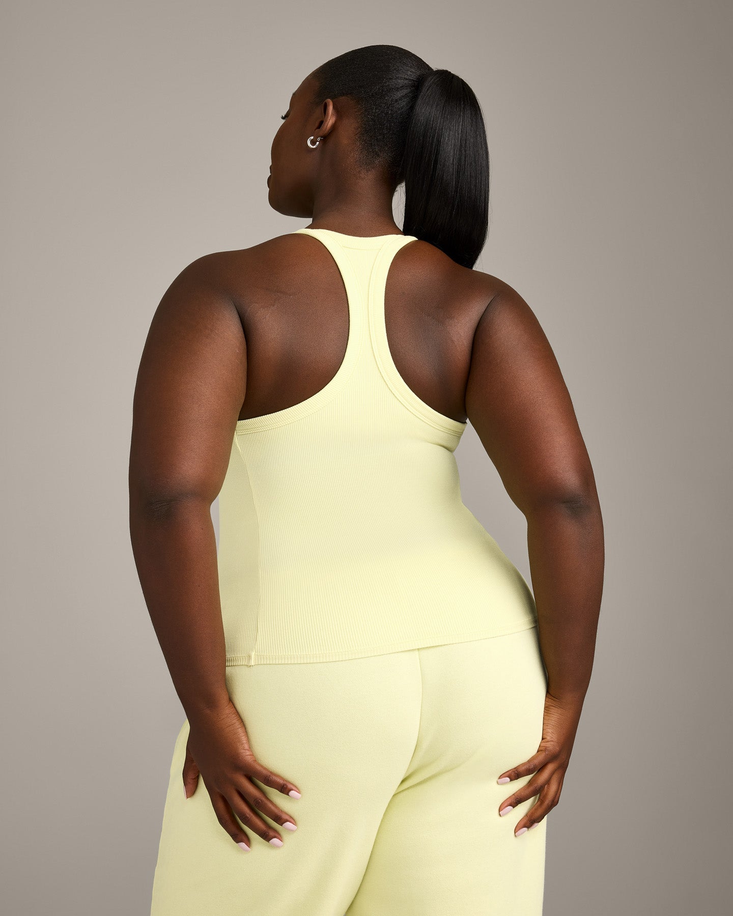 Mellow™ Rib Racer Back Tank Top with Built in Bra Shelf | Pastel Yellow
