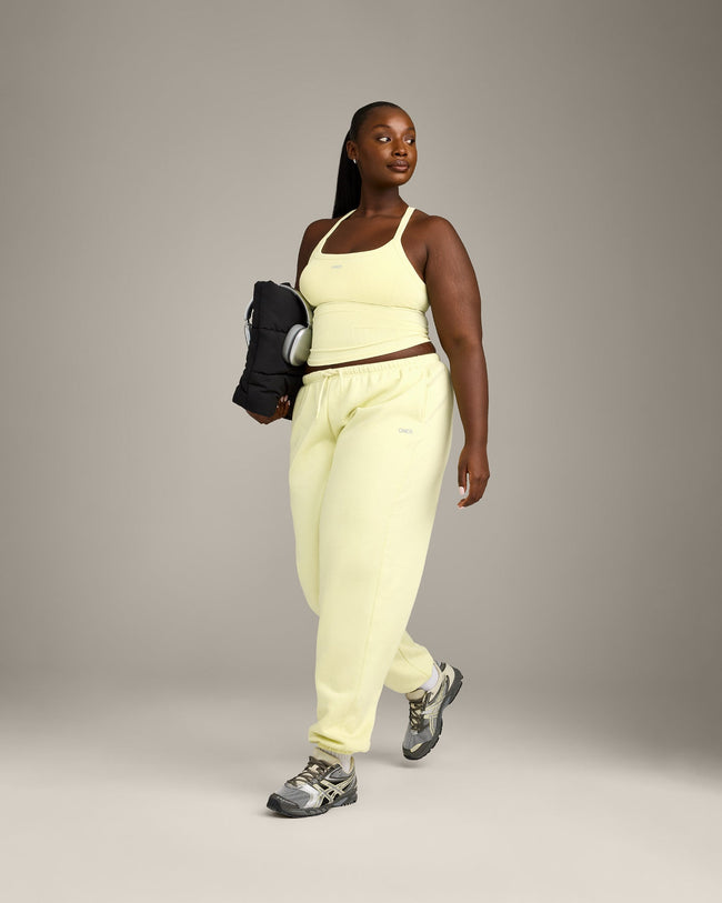 Mellow™ Rib Racer Back Tank Top with Built in Bra Shelf | Pastel Yellow