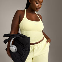 Mellow™ Rib Racer Back Tank Top with Built in Bra Shelf | Pastel Yellow