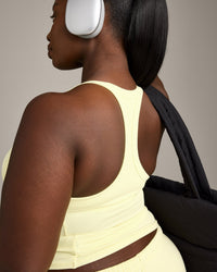 Mellow™ Rib Racer Back Tank Top with Built in Bra Shelf | Pastel Yellow