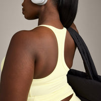Mellow™ Rib Racer Back Tank Top with Built in Bra Shelf | Pastel Yellow