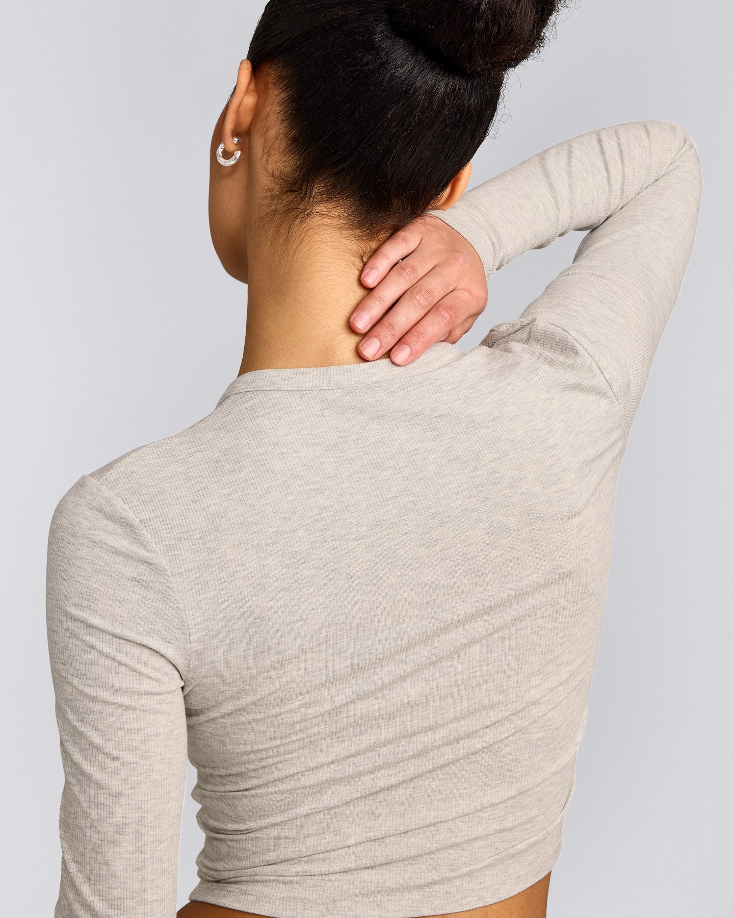 Oner At Home Night Button Down Long Sleeve Top | Oat Marl