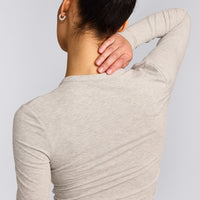 Oner At Home Night Button Down Long Sleeve Top | Oat Marl