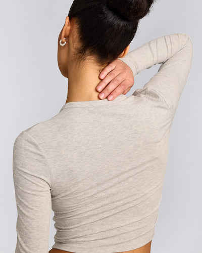 Oner At Home Night Button Down Long Sleeve Top | Oat Marl