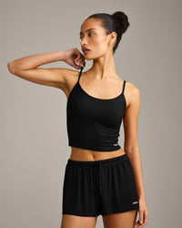 Oner At Home Night Strappy Mid Tank Top | Black