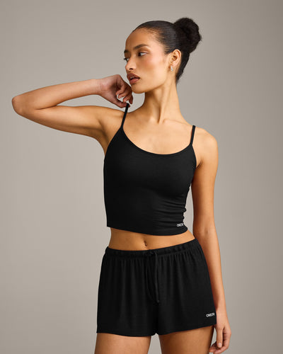 Oner At Home Night Strappy Mid Tank Top | Black