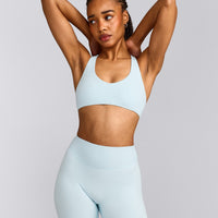 SoftMotion™ Bralette with Gray Logo | Cloud Blue