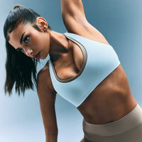 SoftMotion™ Bralette with Gray Logo | Cloud Blue