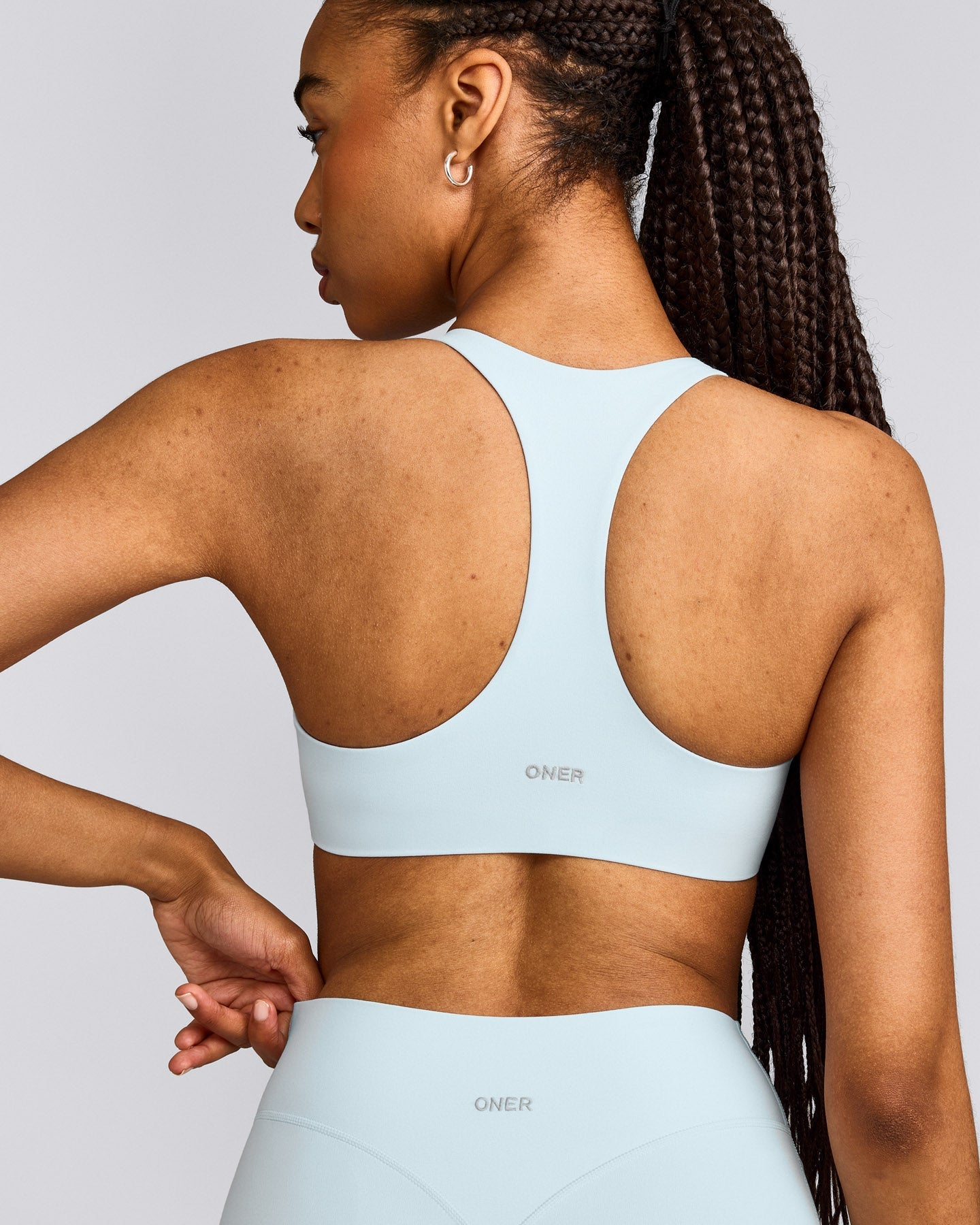 SoftMotion™ Bralette with Gray Logo | Cloud Blue