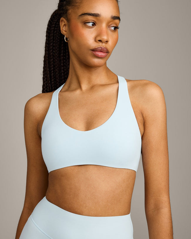 SoftMotion™ Bralette with Gray Logo | Cloud Blue