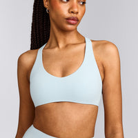 SoftMotion™ Bralette with Gray Logo | Cloud Blue