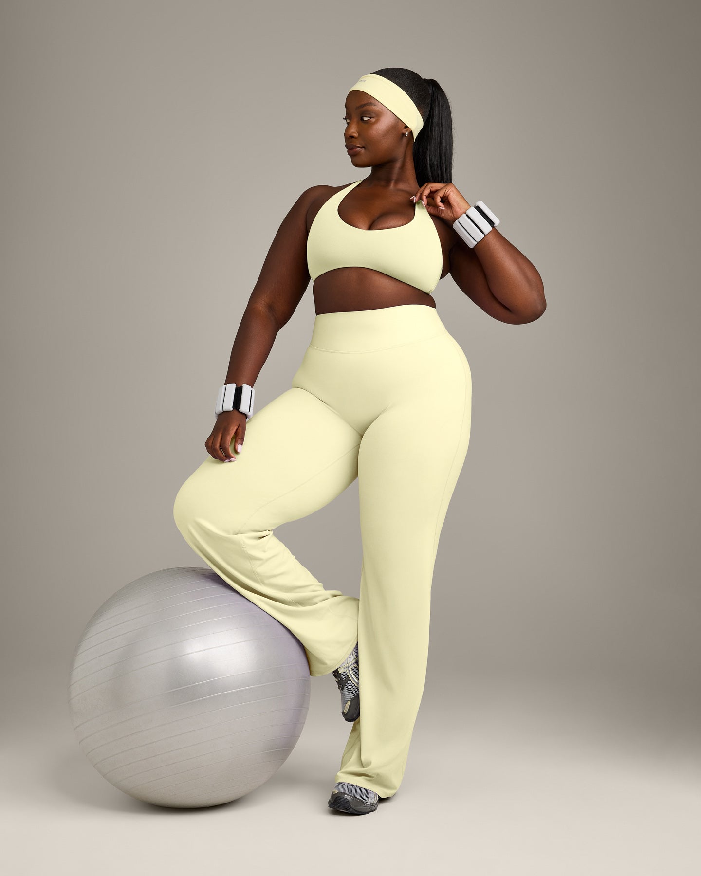 SoftMotion™ Bralette with Gray Logo | Pastel Yellow