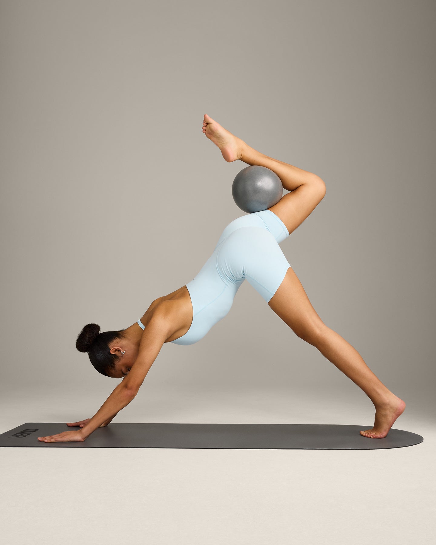 SoftMotion™ Halter Neck All In One Short with Gray Logo | Cloud Blue