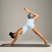SoftMotion™ Halter Neck All In One Short with Gray Logo | Cloud Blue