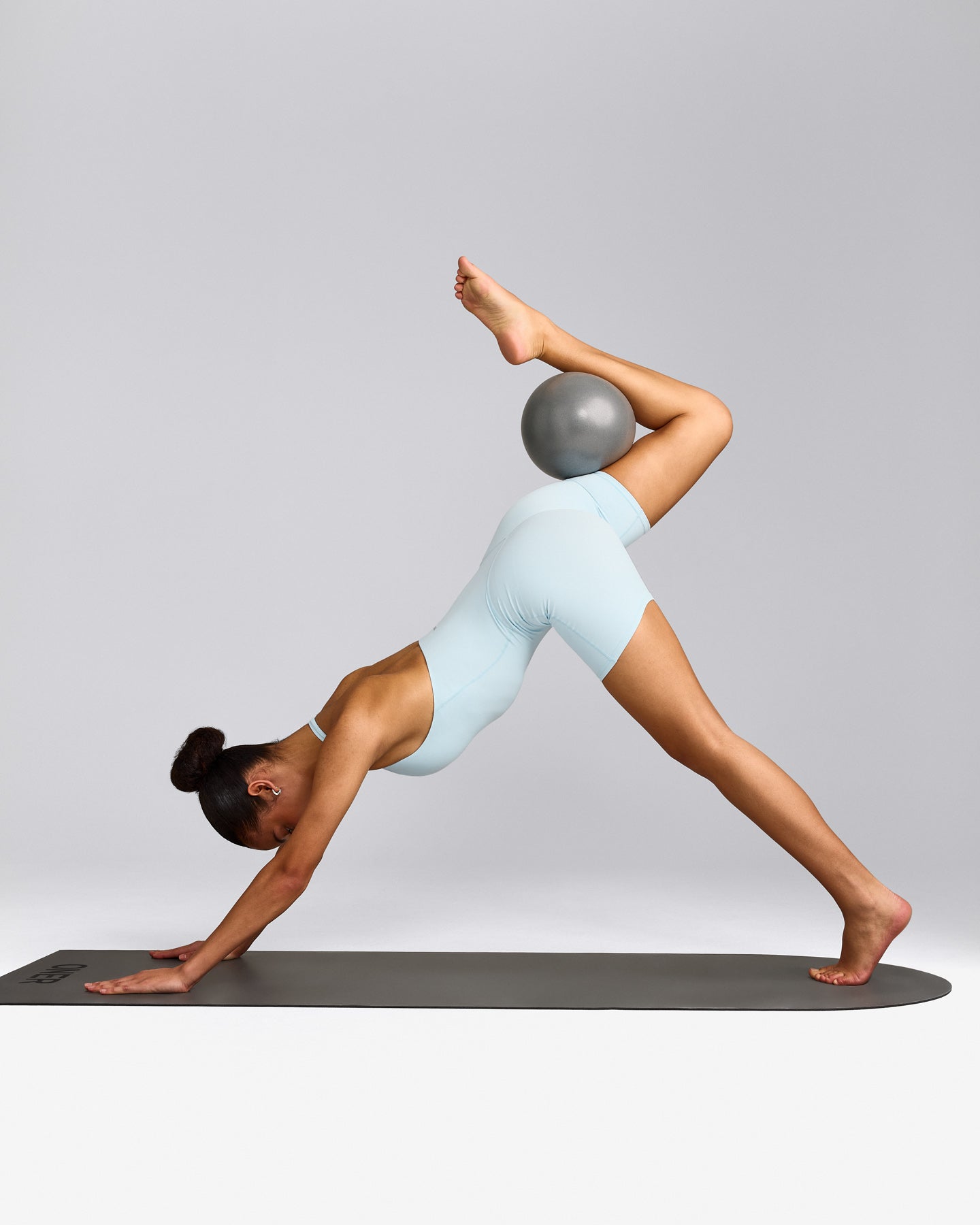 SoftMotion™ Halter Neck All In One Short with Gray Logo | Cloud Blue