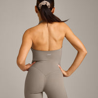 SoftMotion™ Halter Neck All In One Short with Gray Logo | Minky
