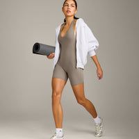 SoftMotion™ Halter Neck All In One Short with Gray Logo | Minky