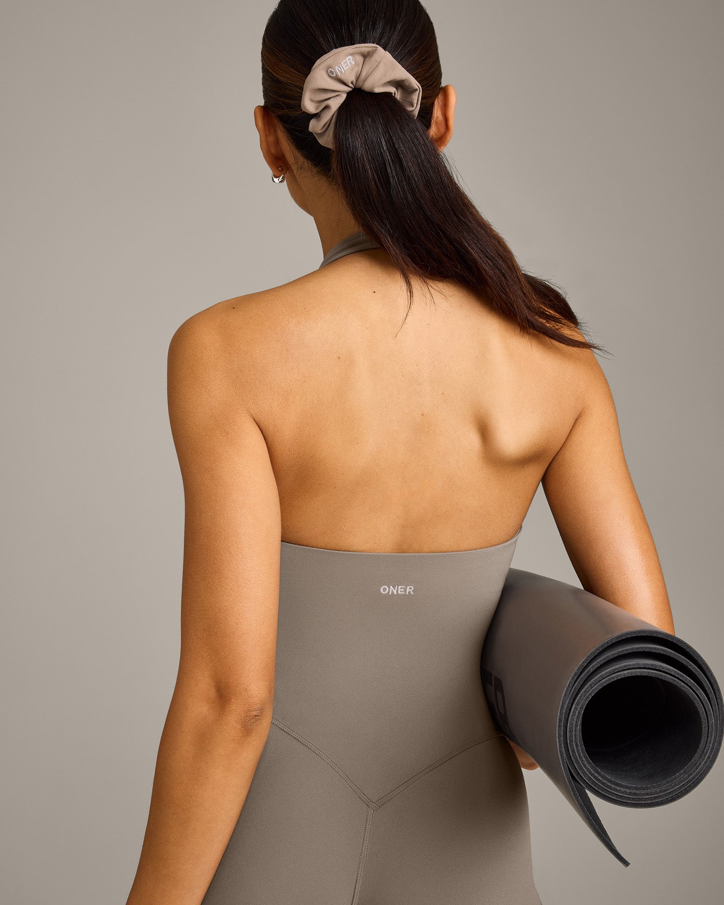SoftMotion™ Halter Neck All In One Short with Gray Logo | Minky