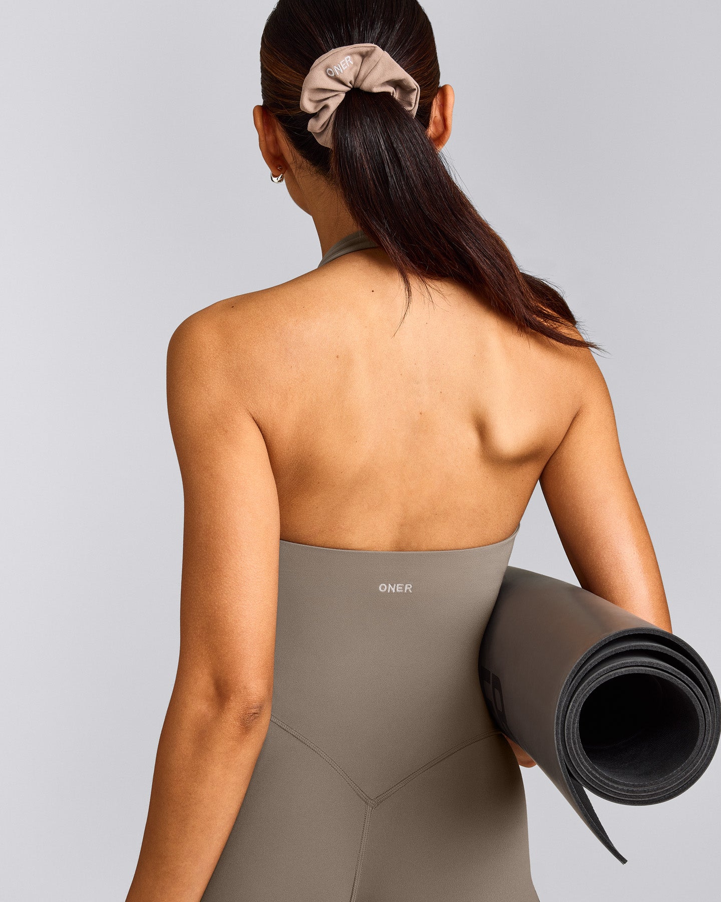 SoftMotion™ Halter Neck All In One Short with Gray Logo | Minky